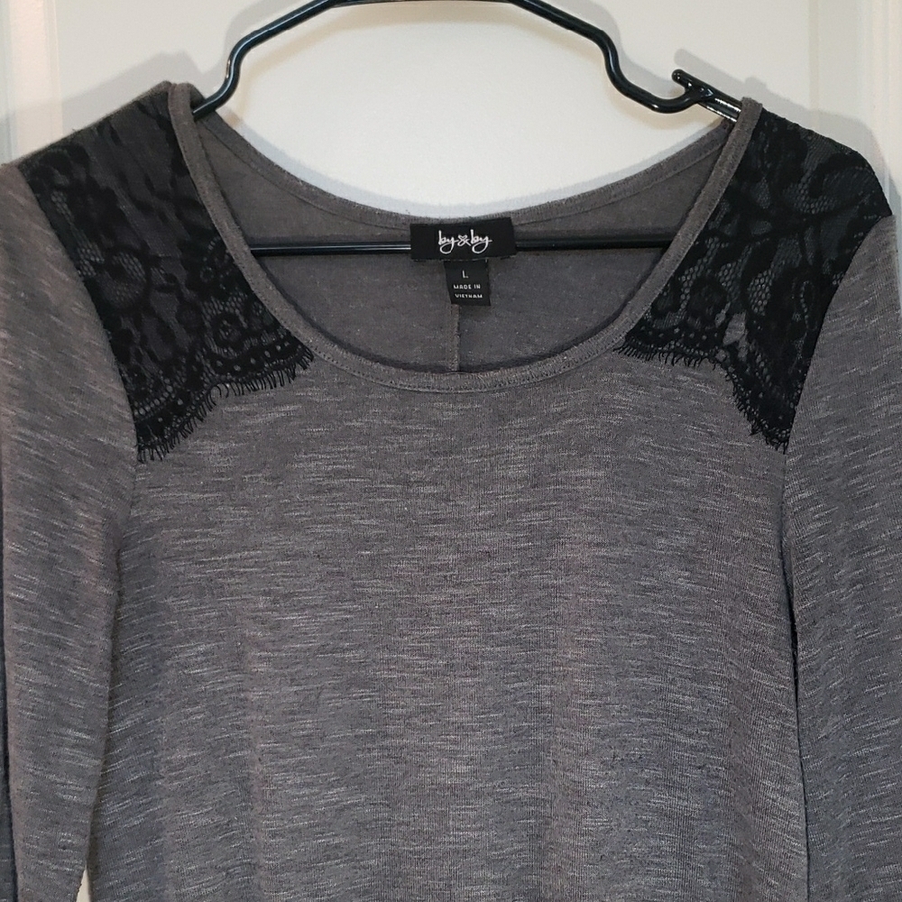 Gray Lace Accent Top - Picture 3 of 6